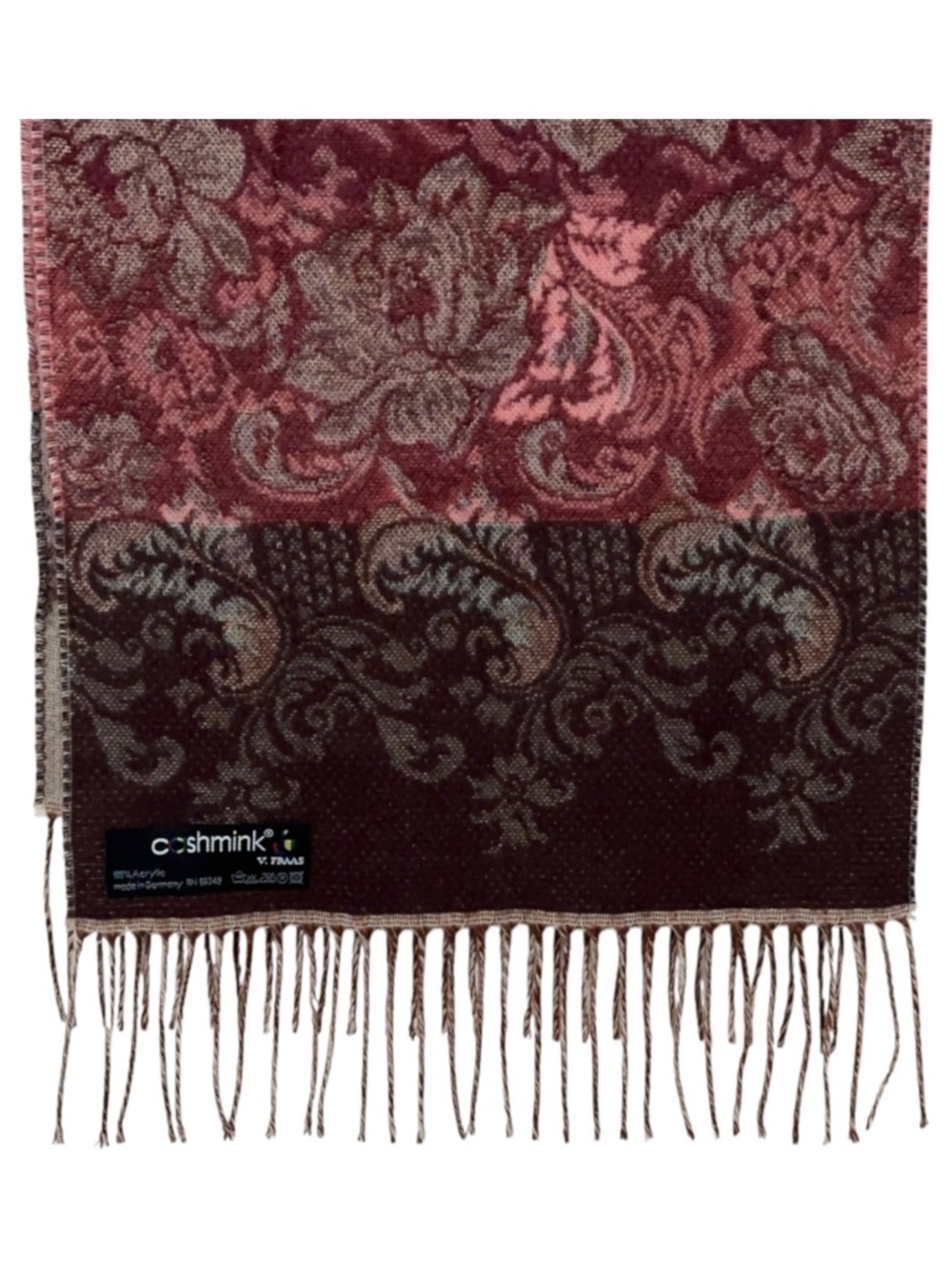 V Fraas Womens Floral "Cashmink" Vintage Scarf Made in Germany
